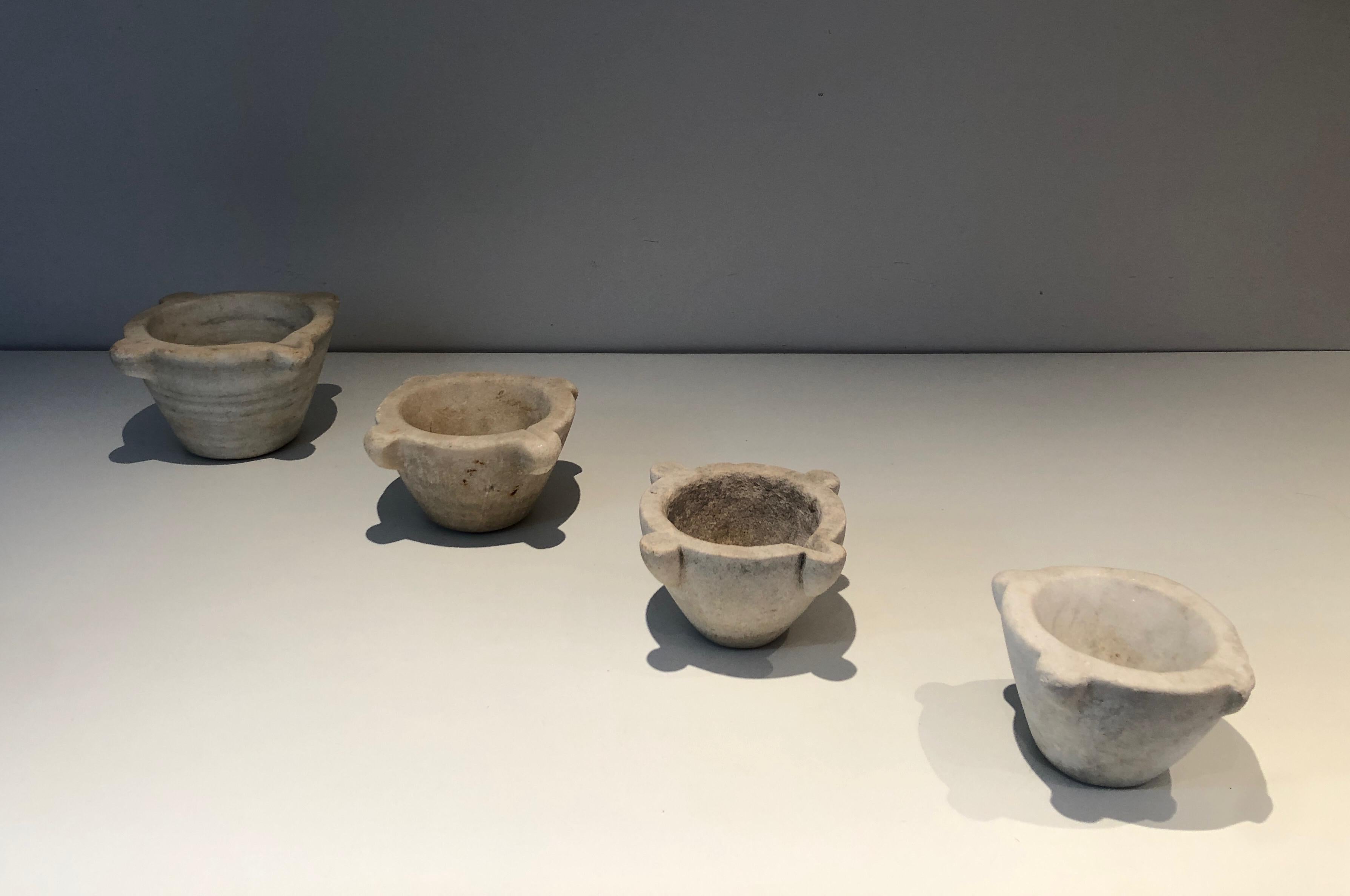 Set of 4 Marble Mortars from 18th Century For Sale 7