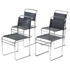 Set of 4 Marcel Breuer B5 Dining Chairs Chrome Leather Bauhaus Tecta Thonet