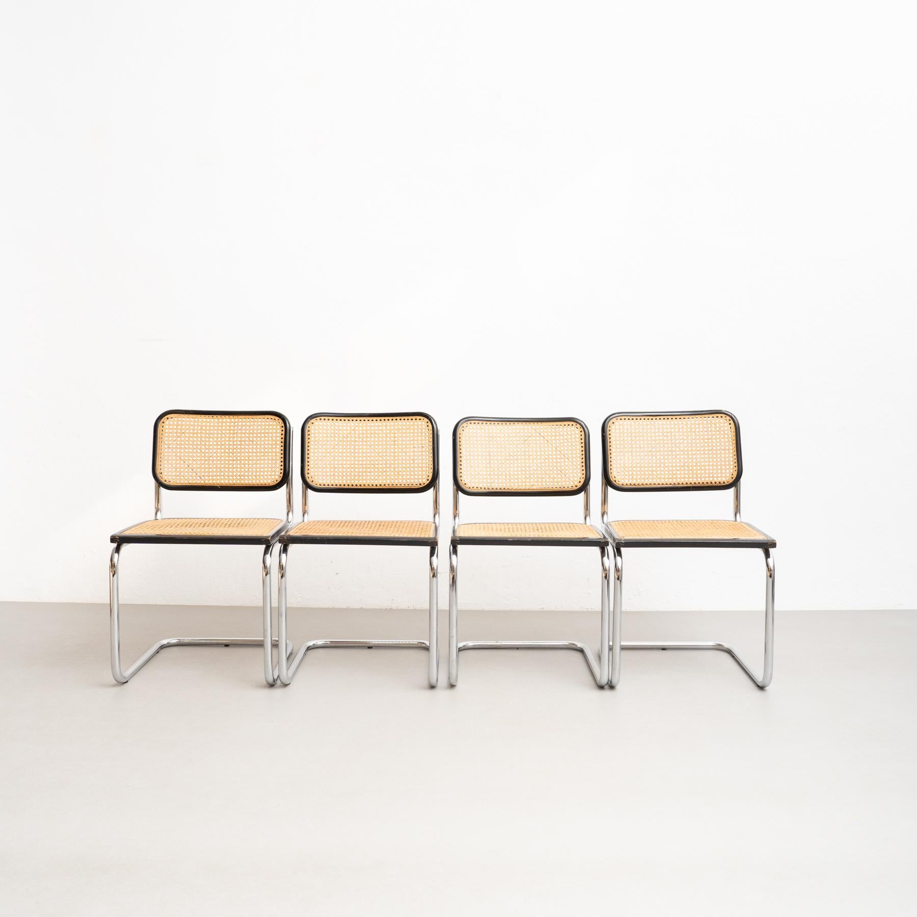Mid-Century Modern Set of 4 Marcel Breuer Cesca Chairs by Gavina, circa 1960