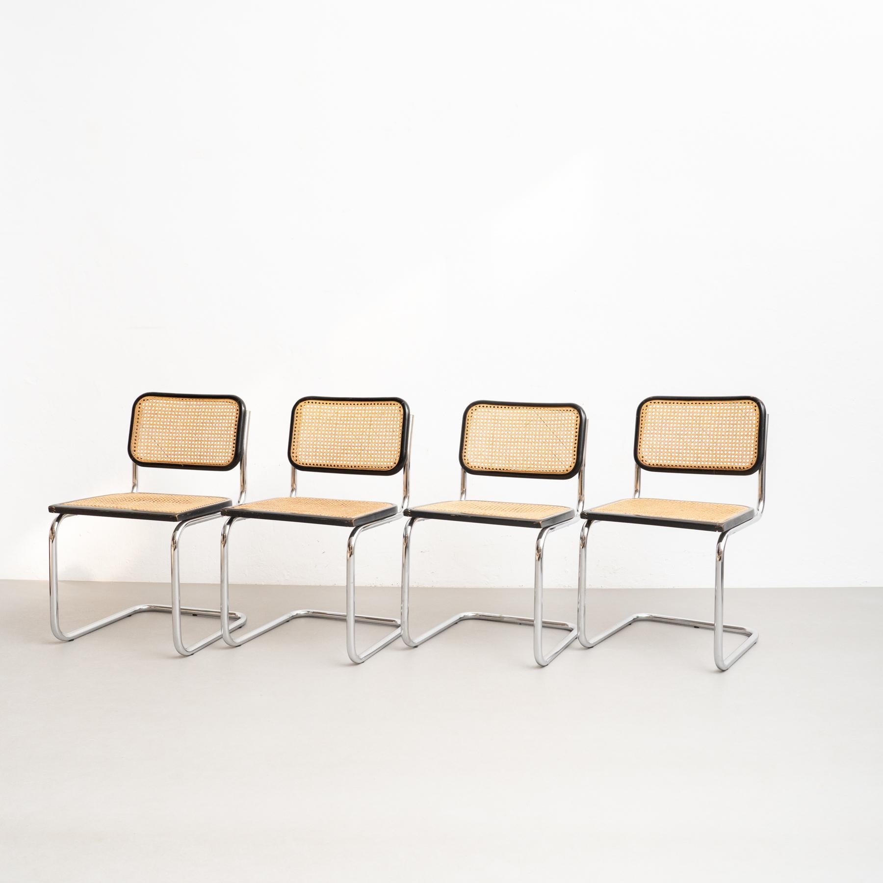 Italian Set of 4 Marcel Breuer Cesca Chairs by Gavina, circa 1960