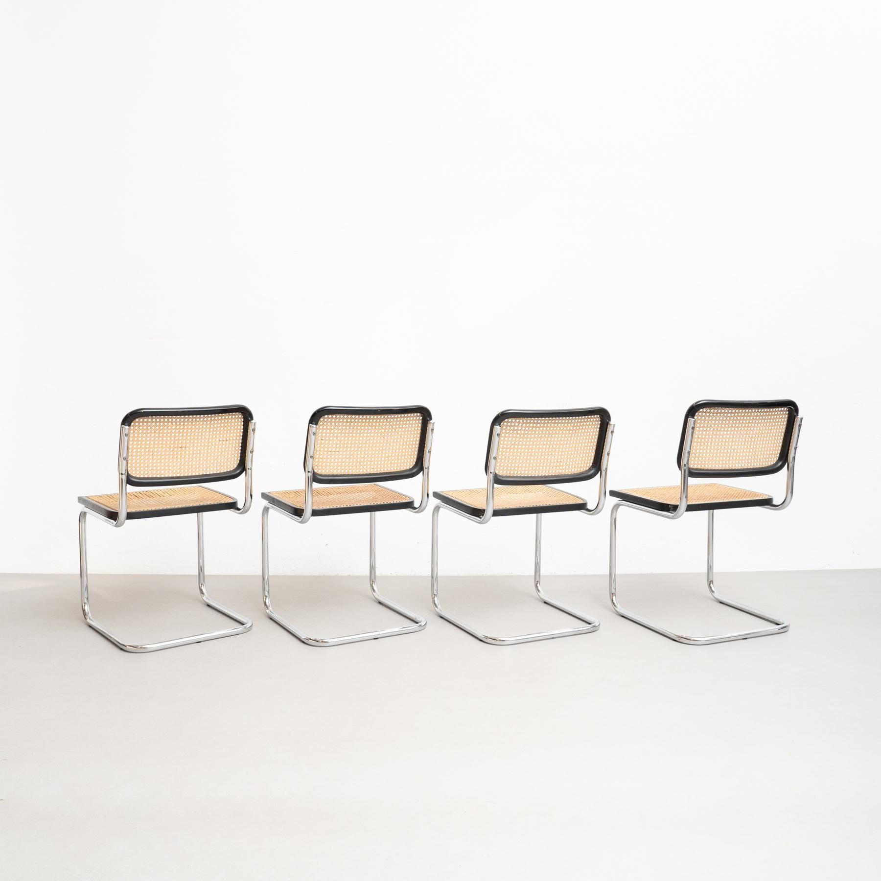 Mid-20th Century Set of 4 Marcel Breuer Cesca Chairs by Gavina, circa 1960