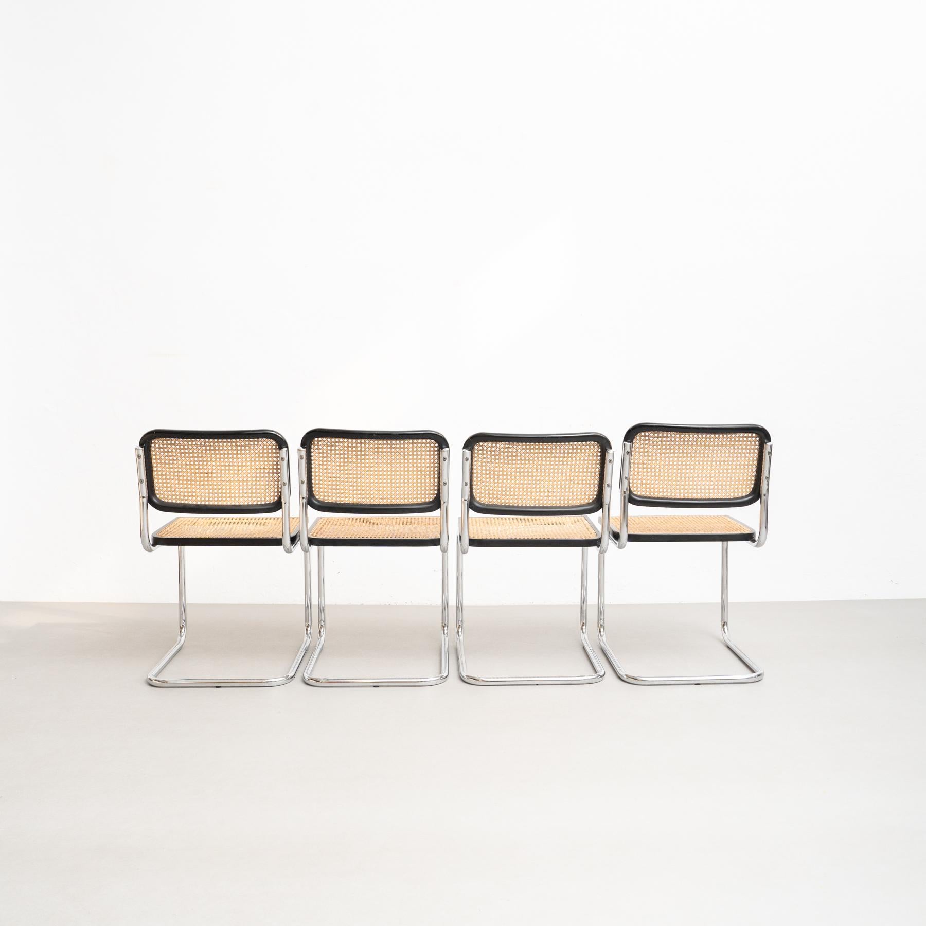 Metal Set of 4 Marcel Breuer Cesca Chairs by Gavina, circa 1960