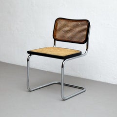 Set of 4 Marcel Breuer Cesca Metal and Wood Mid-Century Modern Chairs, C. 1960