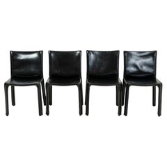Set of 4 Mario Bellini for Cassina Cab chairs Model 412, black leather, 1980s