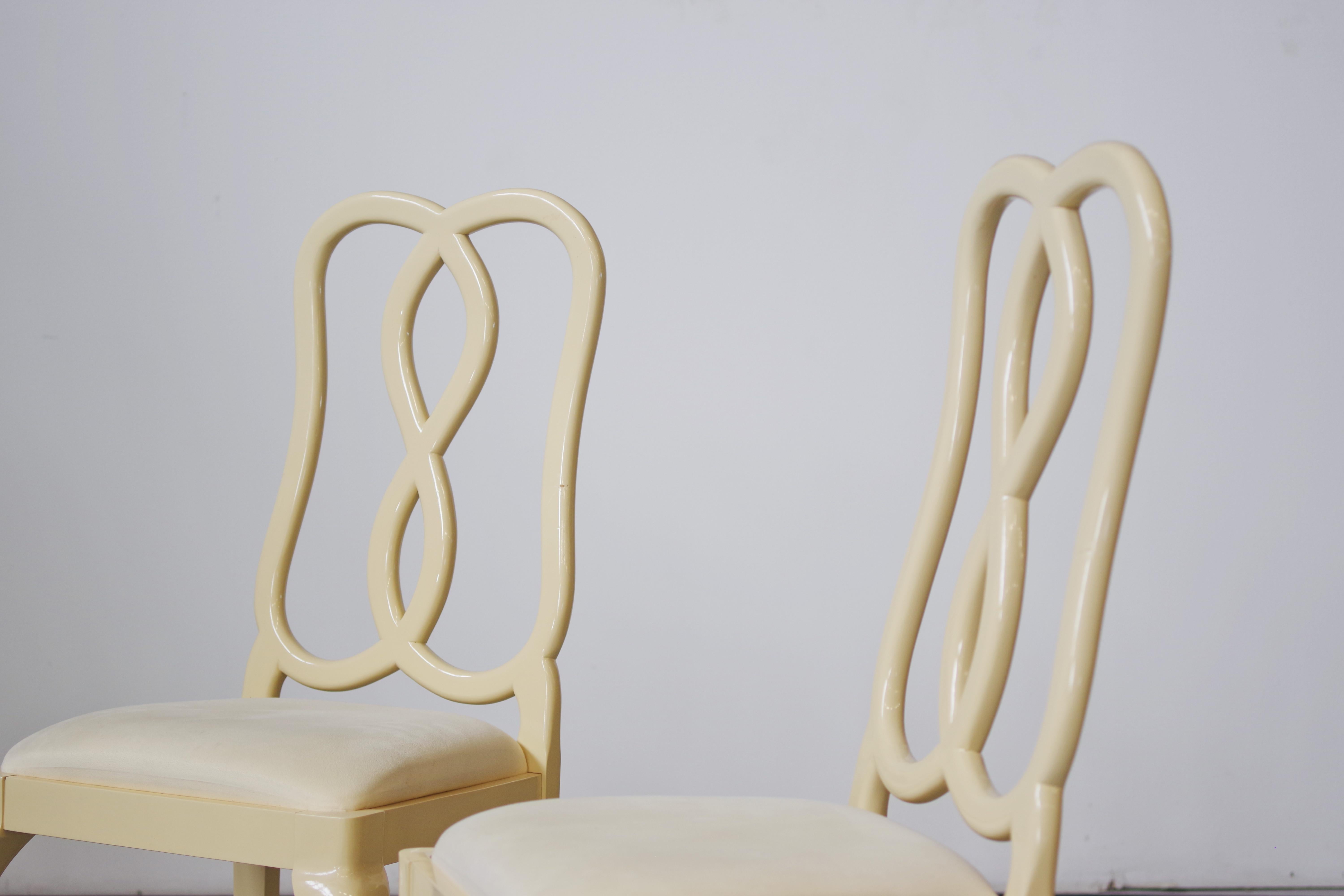 4er-Set Mario Sabot Cremefarben lackierte Buchenholzstühle mit gepolsterten Sitzen (Late 20th Century) im Angebot