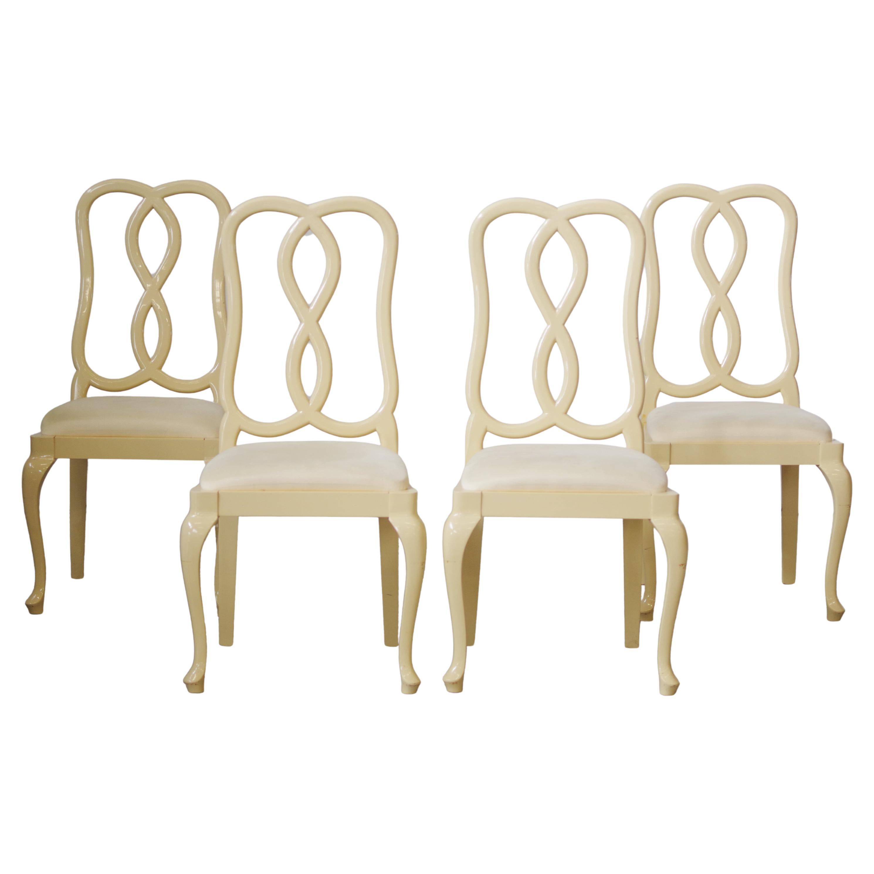 4er-Set Mario Sabot Cremefarben lackierte Buchenholzstühle mit gepolsterten Sitzen im Angebot