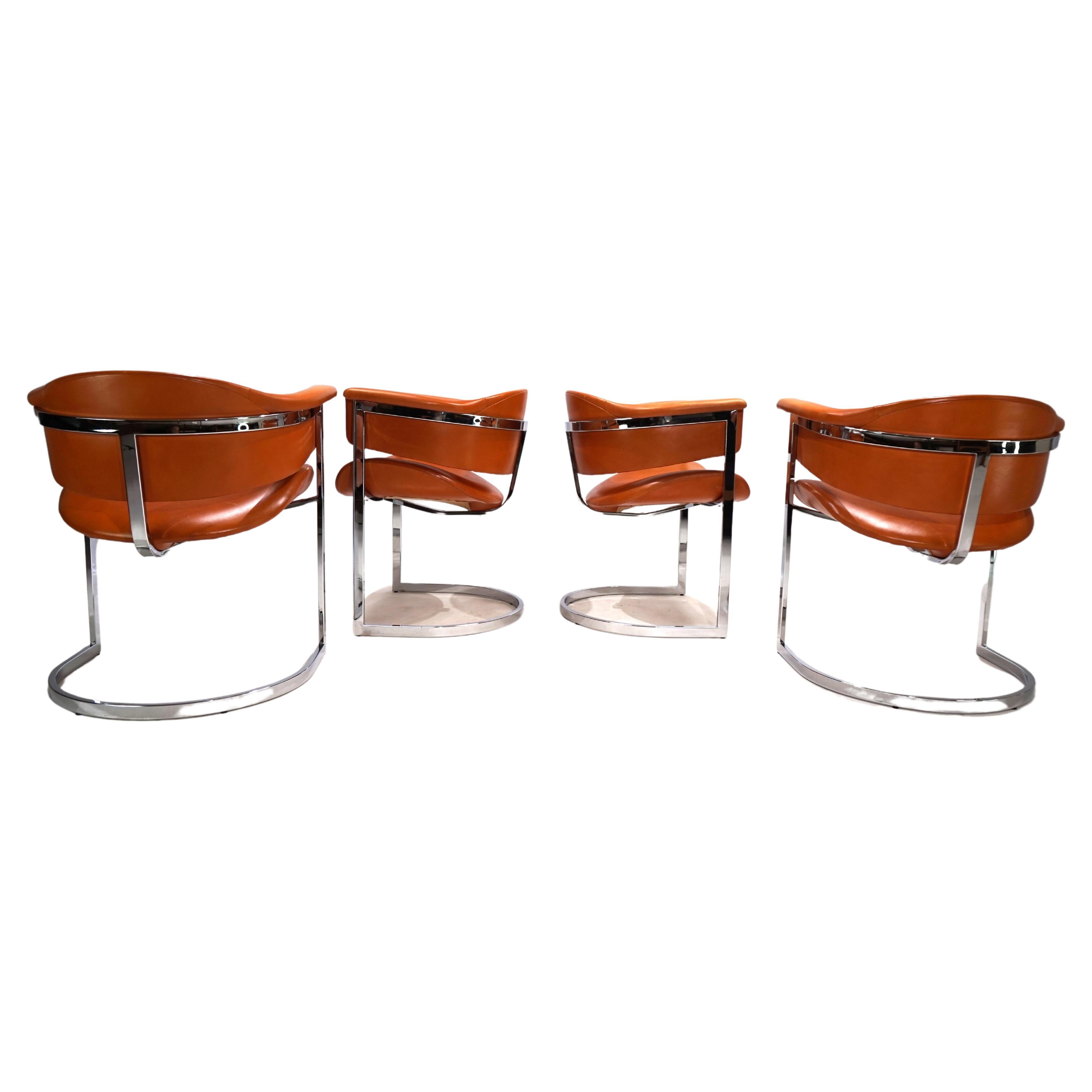 Set of 4 Mario Sabot leather dining chairs by Vittorio Introini, 1970