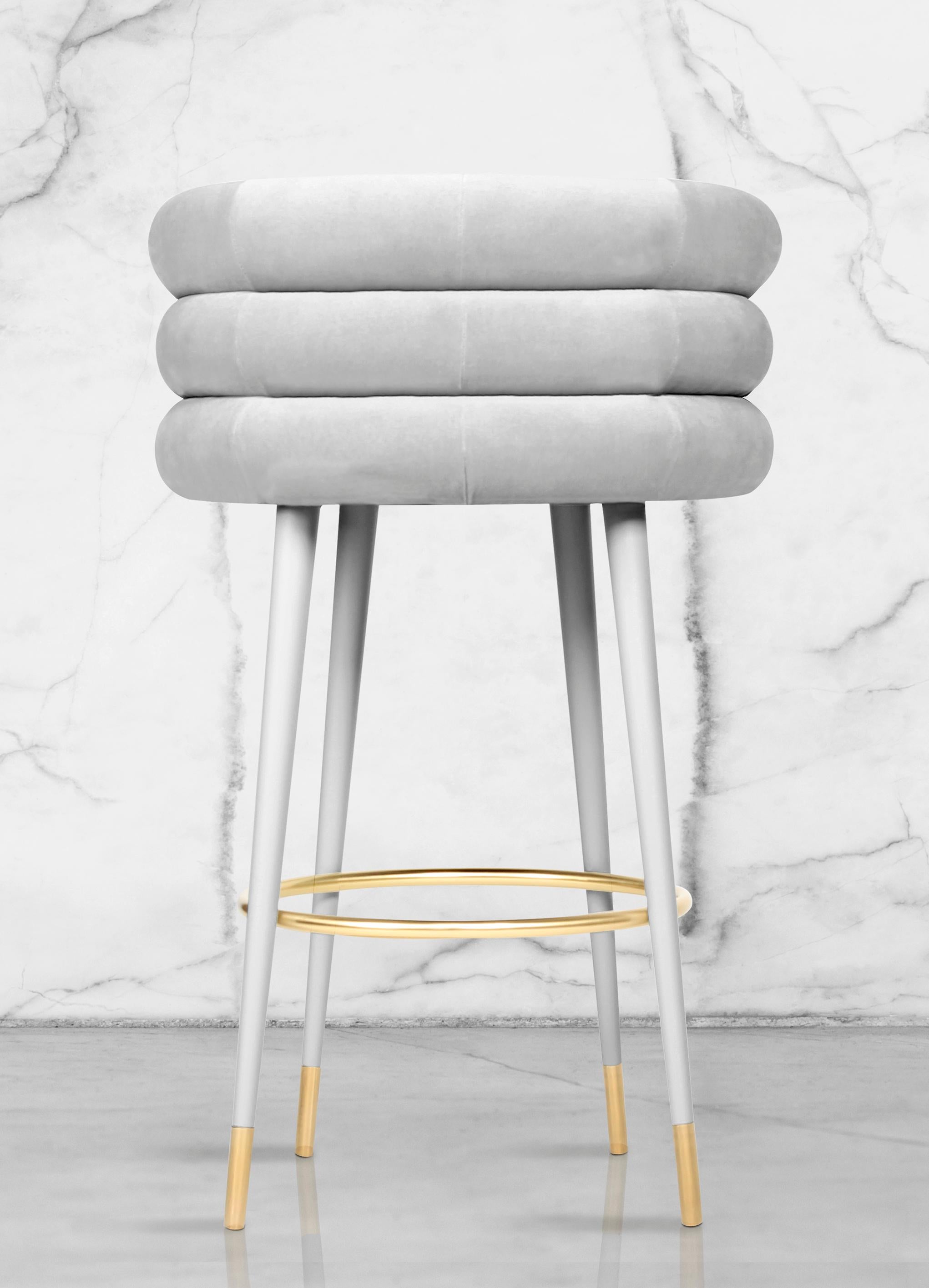 Contemporary Set of 4 Marshmallow Bar Stools, Royal Stranger For Sale