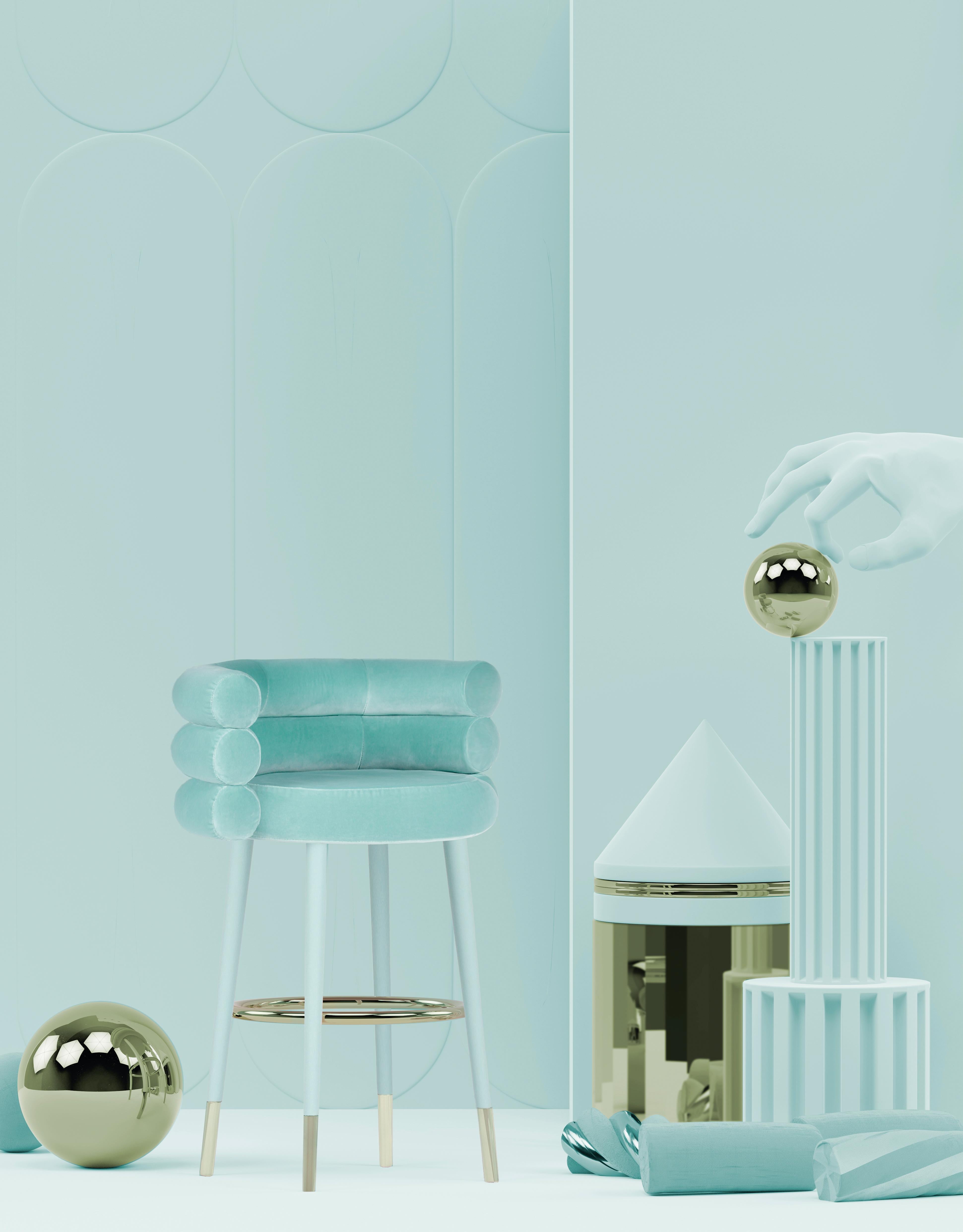 Contemporary Set of 4 Marshmallow Bar Stools, Royal Stranger For Sale
