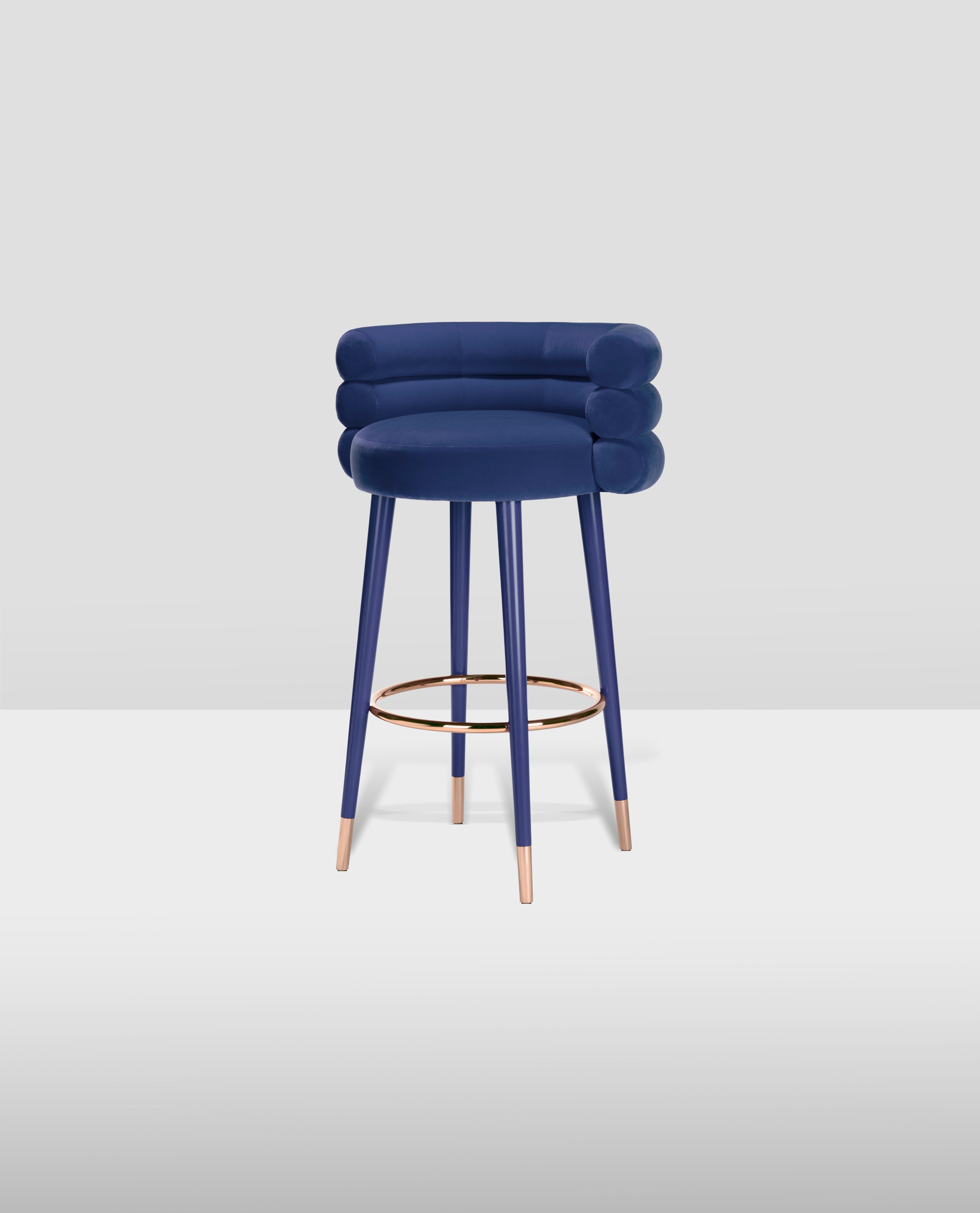 Brass Set of 4 Marshmallow Bar Stools, Royal Stranger For Sale
