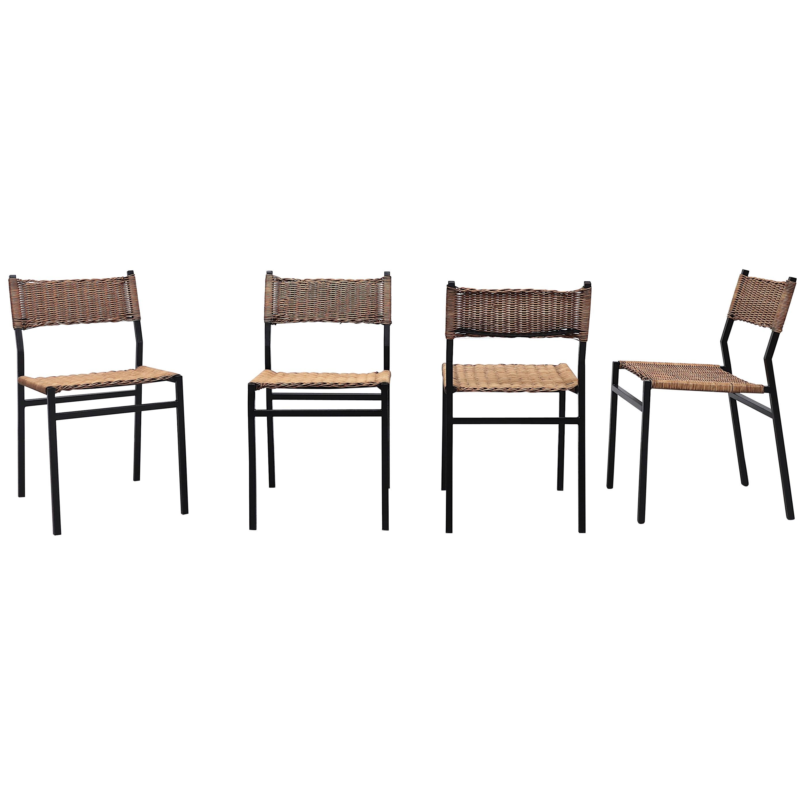Set of 4 Martin Visser Rattan Dining Chairs