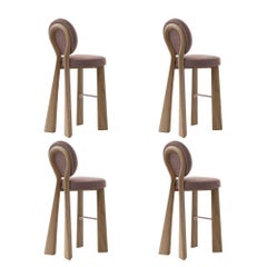 Lot de 4 chaises Mary Bar à pieds en bois ou laqués, Dedar, fabriquées au Portugal par Ottiu