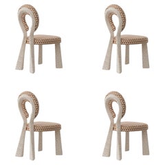 Lot de 4 chaises de salle à manger « Mary » aux pieds rembourrés Dedar, fabriquées à la main au Portugal par Ottiu