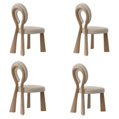 Set of 4 Mary Dining Chair Wood Lacquered legs Dedar Made in Portugal By Ottiu