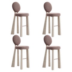 Lot de 4 chaises de bar Mary II à pieds rembourrés Dedar, fabriquées au Portugal par Ottiu