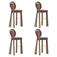 4er-Set „Mary II“-Barstühle aus Holz oder lackiert, Dedar, hergestellt in Portugal von Ottiu