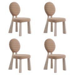 Lot de 4 chaises de salle à manger « Mary II » aux pieds rembourrés, tissu Dedar, fabriquées au Portugal par Ottiu