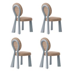 Set of 4 Mary II Dining Chair Wood Lacquered Dedar Made in Portugal By Ottiu