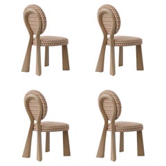 Set of 4 Mary II Dining Chair Wood Lacquered Dedar Made in Portugal By Ottiu