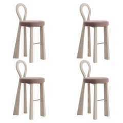 Lot de 4 pieds de chaise de bar Mary III rembourrés Dedar, fabriqués au Portugal par Ottiu