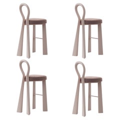 Lot de 4 chaises de bar Mary III en bois ou laquées, marque Dedar, fabriquées au Portugal par Ottiu