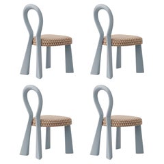 Set of 4 Mary III Dining Chair Wood Lacquered Dedar Made in Portugal By Ottiu