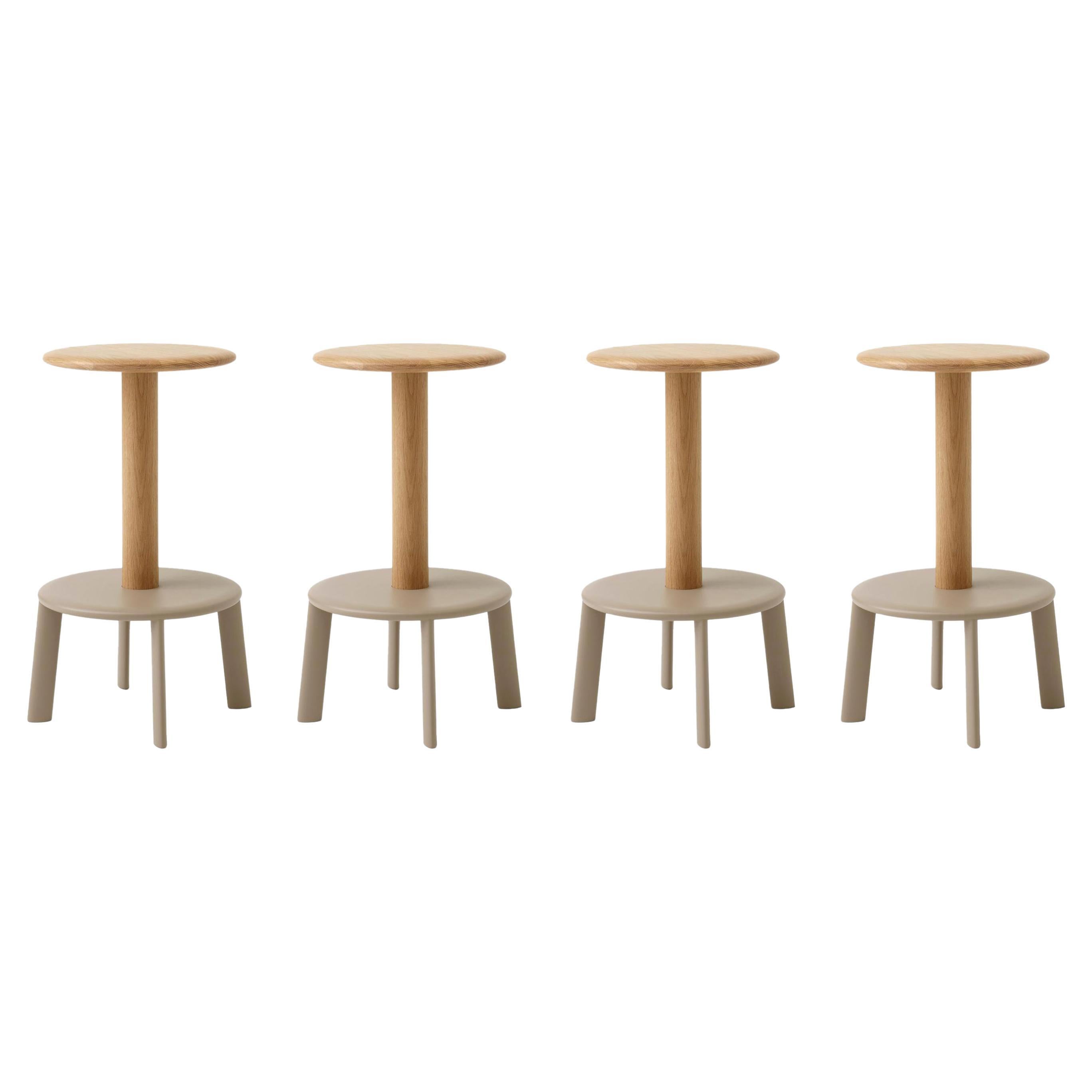 Set of 4 Massif Counter Stools-AV39, Oak & Grey Beige by Anderssen & Voll for &T