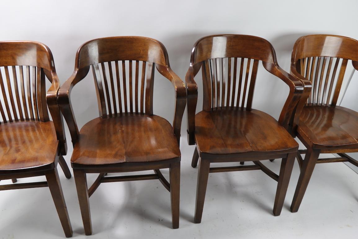 Set of 4 Matching Bank of England, Yale Library Chairs Attributed to Gunlocke 2