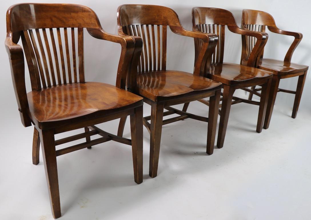 Set of 4 Matching Bank of England, Yale Library Chairs Attributed to Gunlocke 3