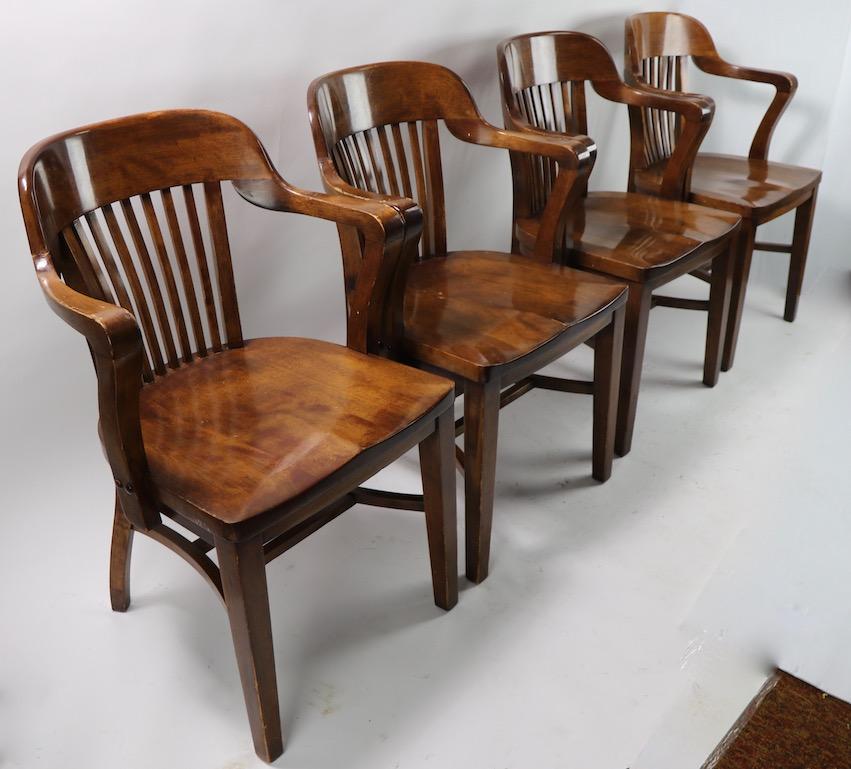 Set of 4 Matching Bank of England, Yale Library Chairs Attributed to Gunlocke 4