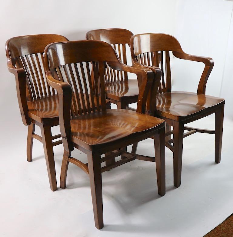 Set of 4 Matching Bank of England, Yale Library Chairs Attributed to Gunlocke 5