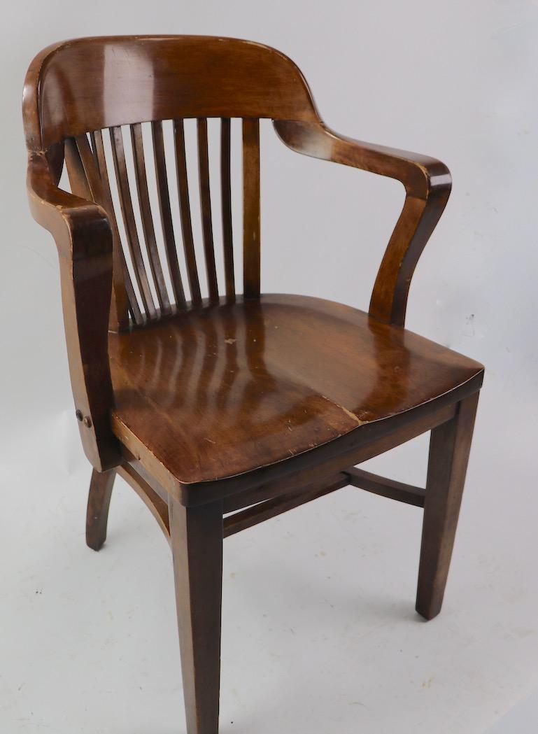 Industrial Set of 4 Matching Bank of England, Yale Library Chairs Attributed to Gunlocke