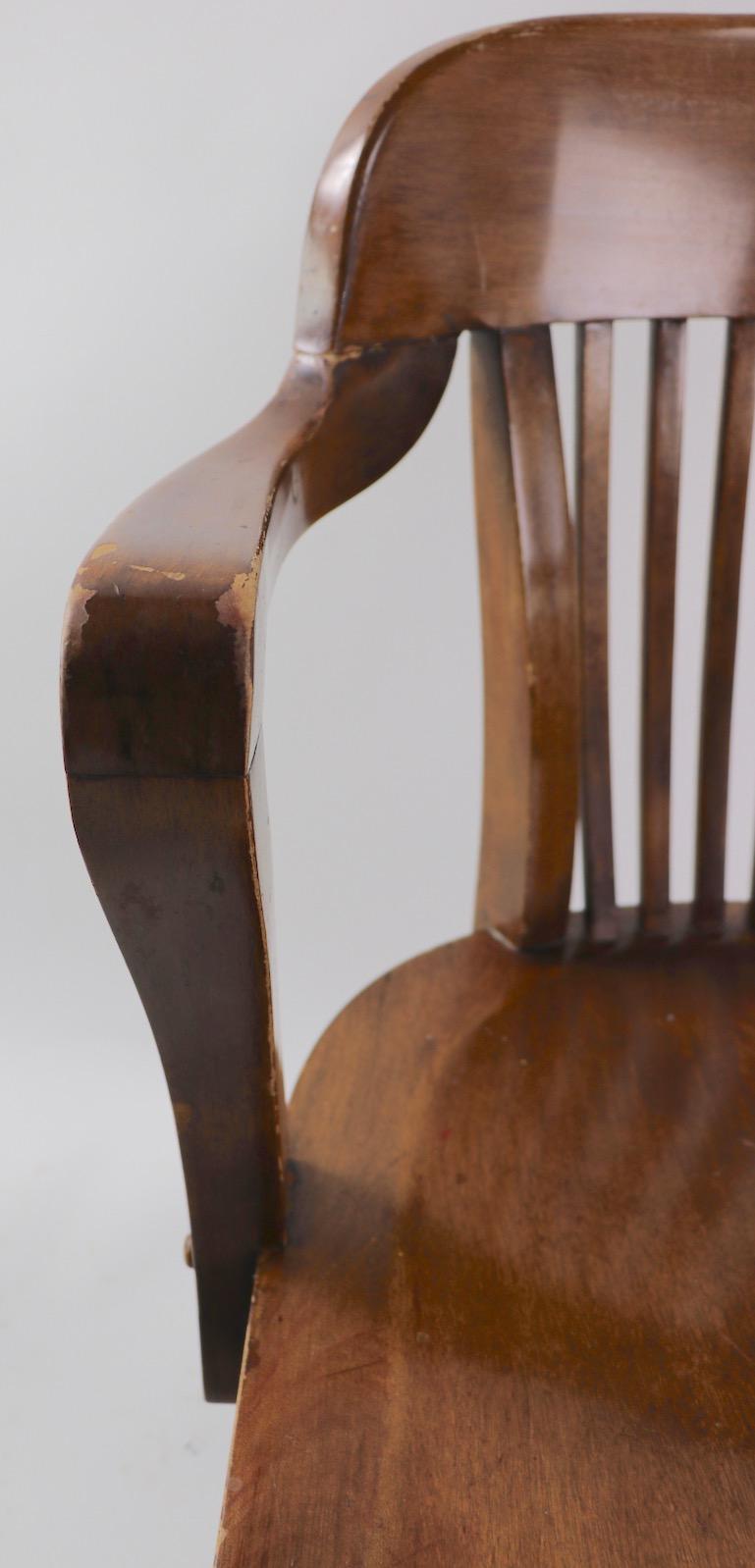 20th Century Set of 4 Matching Bank of England, Yale Library Chairs Attributed to Gunlocke