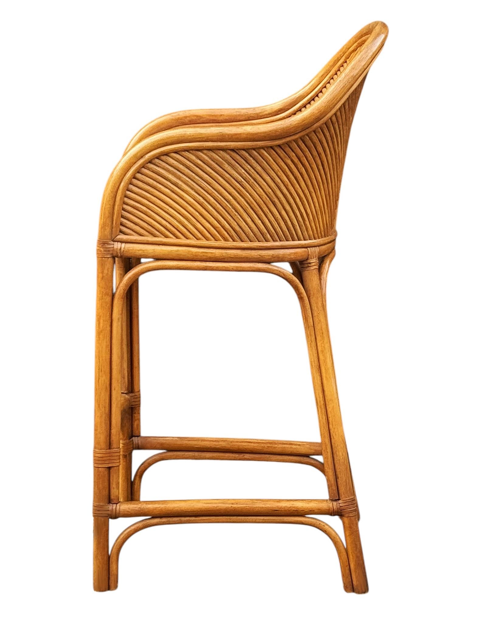 Set of 4 Matching Mid-Century Modern Rattan or Bamboo Bar Stools 2