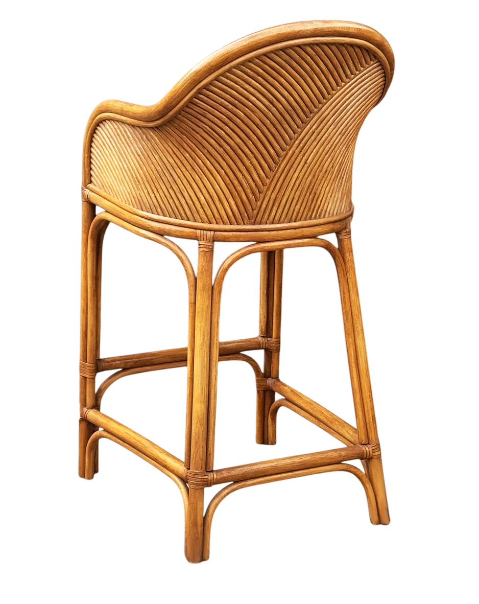 Set of 4 Matching Mid-Century Modern Rattan or Bamboo Bar Stools 3