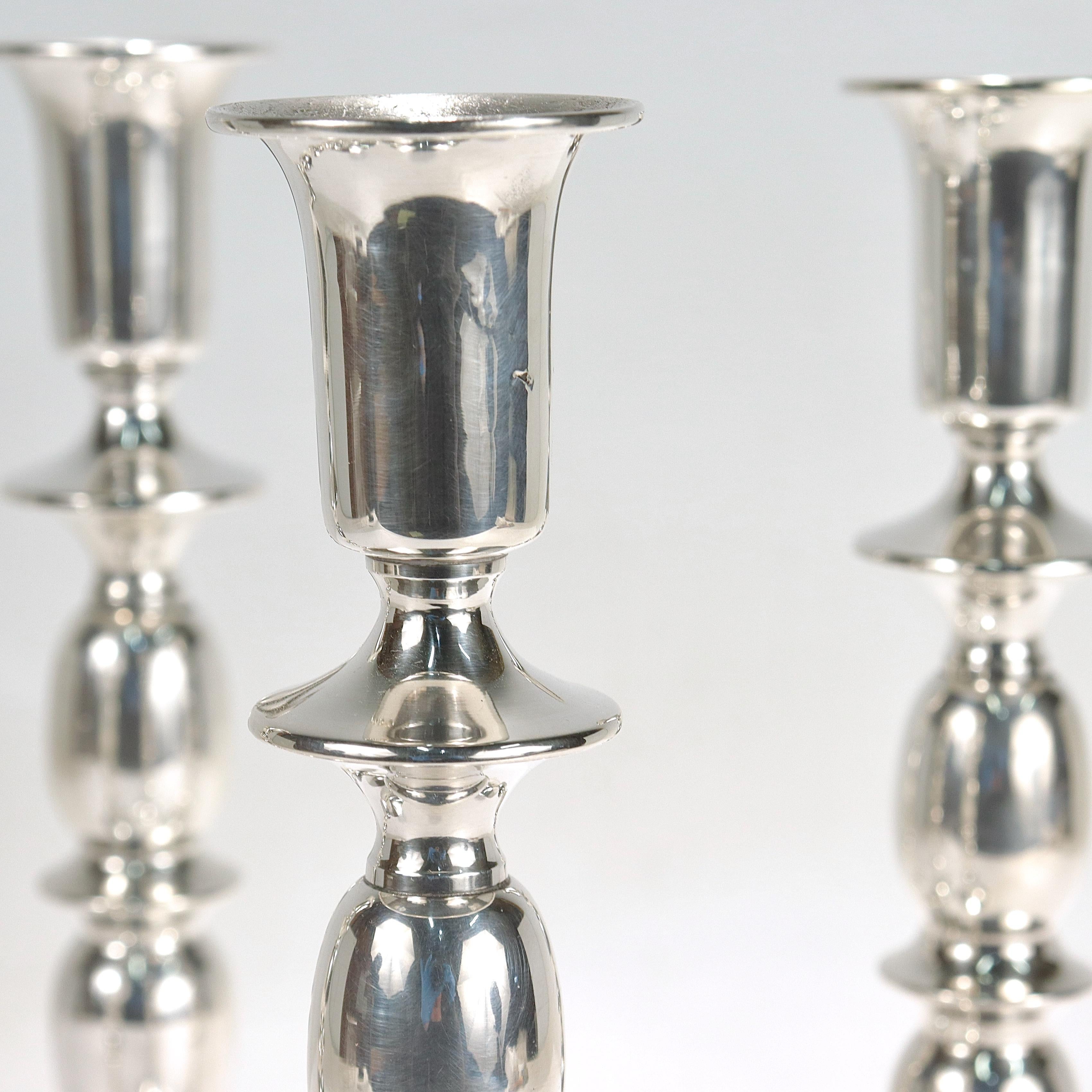 Set of 4 Matching Mid-Century Modern Sterling Silver Candlesticks/Candle Holders For Sale 3