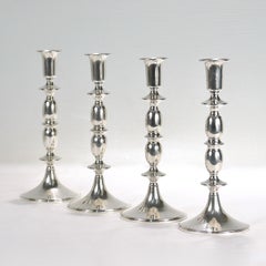 Set of 4 Matching Mid-Century Modern Sterling Silver Candlesticks/Candle Holders
