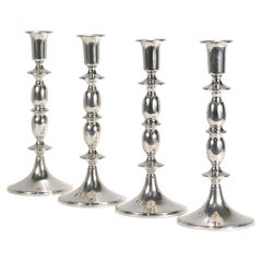 Set of 4 Matching Mid-Century Modern Sterling Silver Candlesticks/Candle Holders