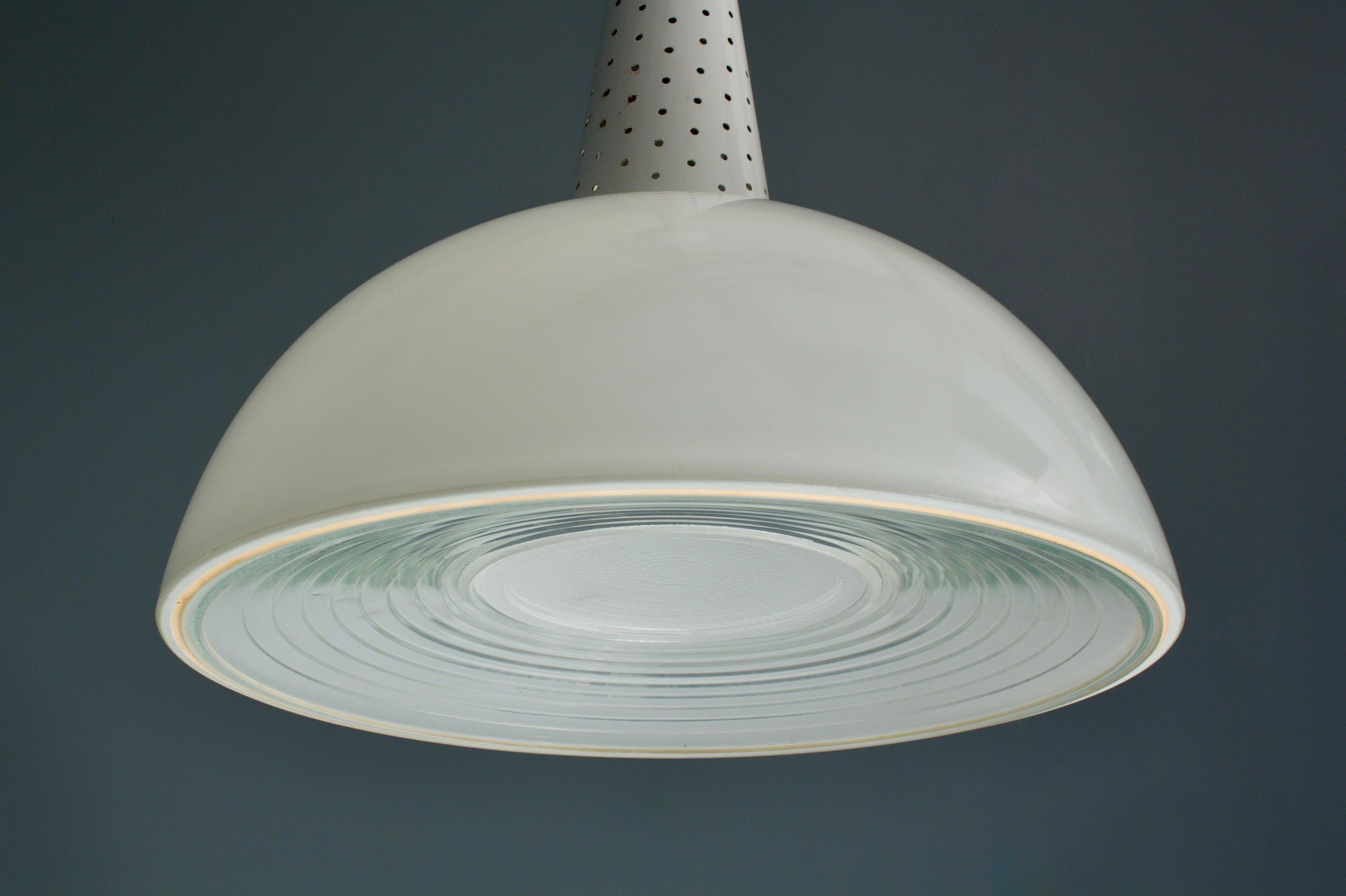 Set of 4 Mathieu Mategot for Holophane Ceiling Lamps in Metal and Glass, 1950's For Sale 4