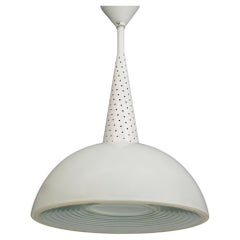Ensemble de 4 plafonniers Mathieu Mategot pour Holophane en métal et verre, années 1950