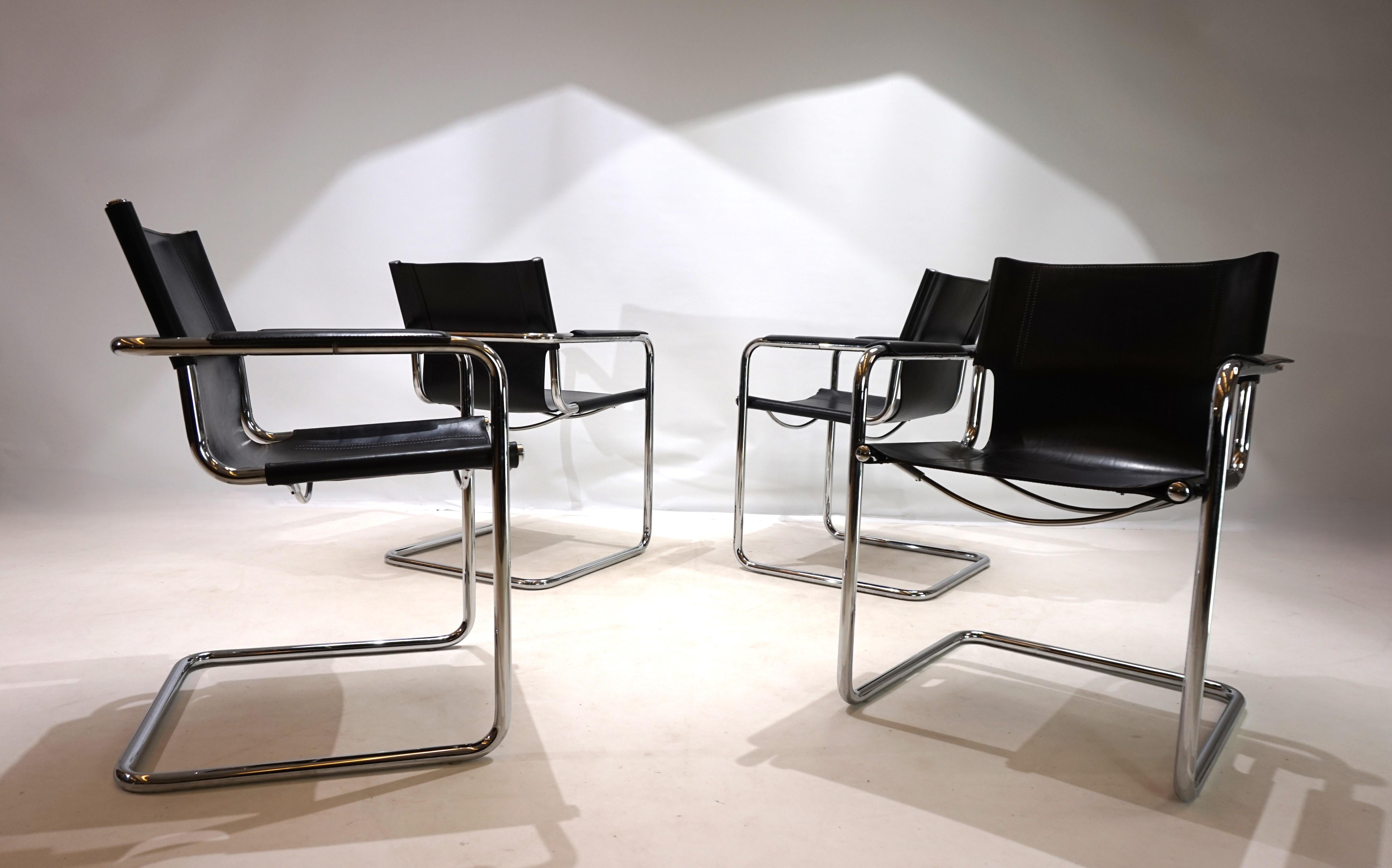 Italian Set of 4 Matteo Grassi MG6 dining chairs by Mart Stam