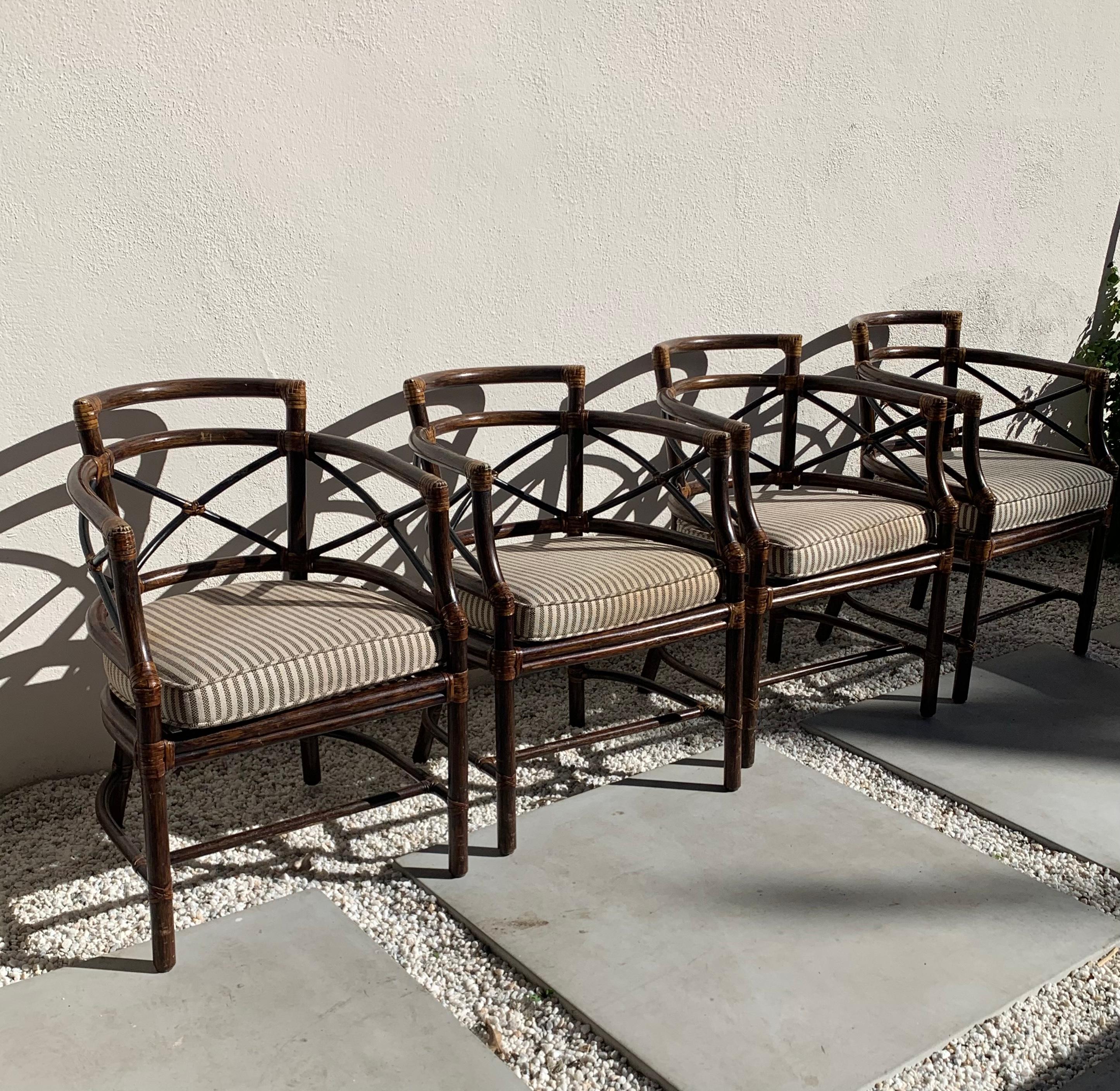 Set of 4 McGuire Rattan Chairs, 1960s 5