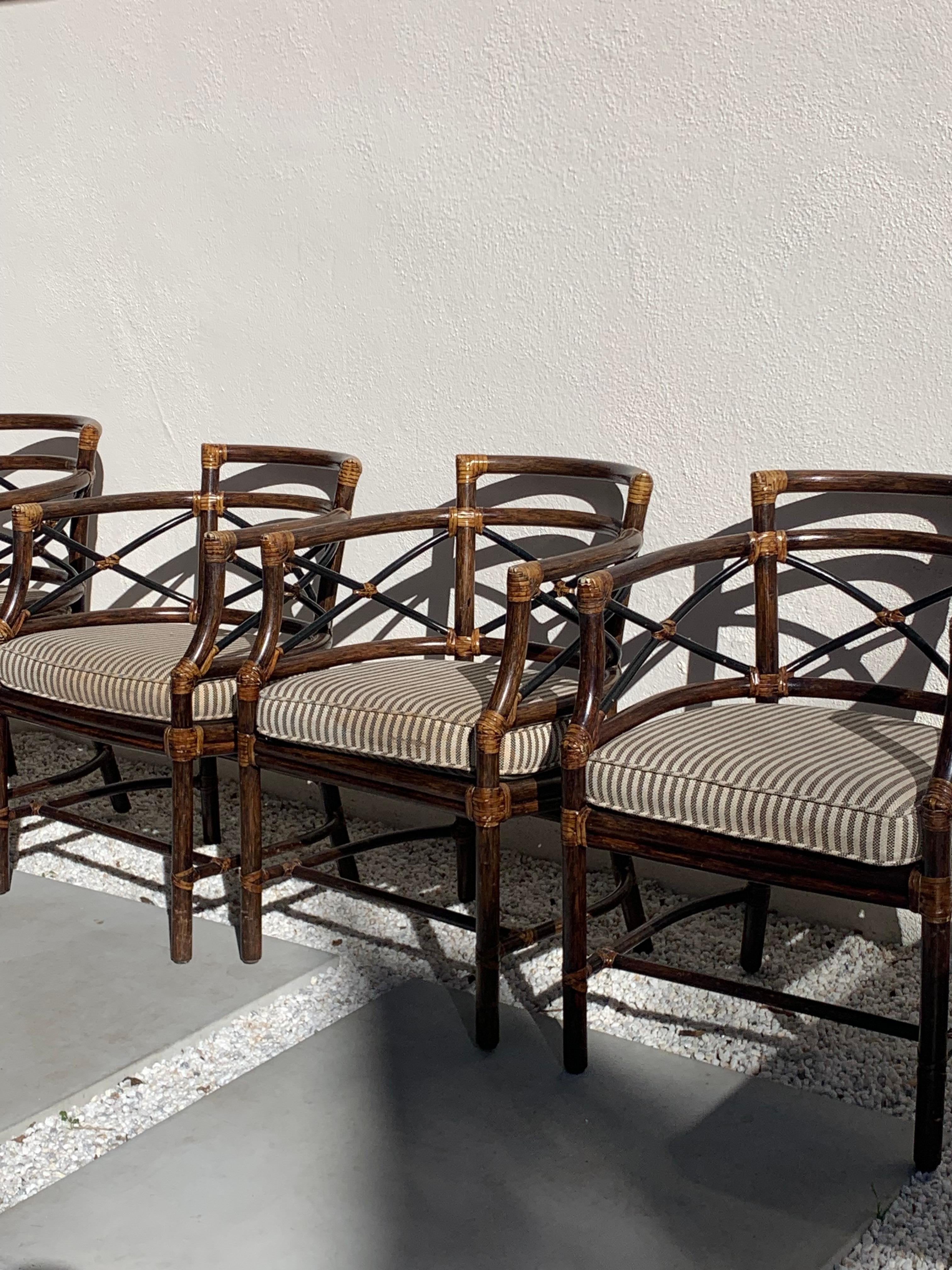Set of 4 McGuire Rattan Chairs, 1960s 9