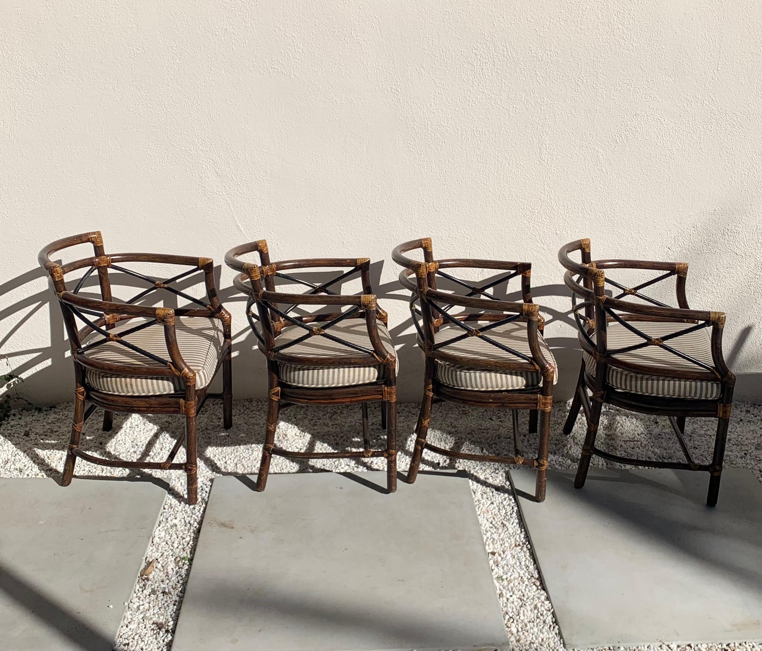 Set of 4 McGuire Rattan Chairs, 1960s 11