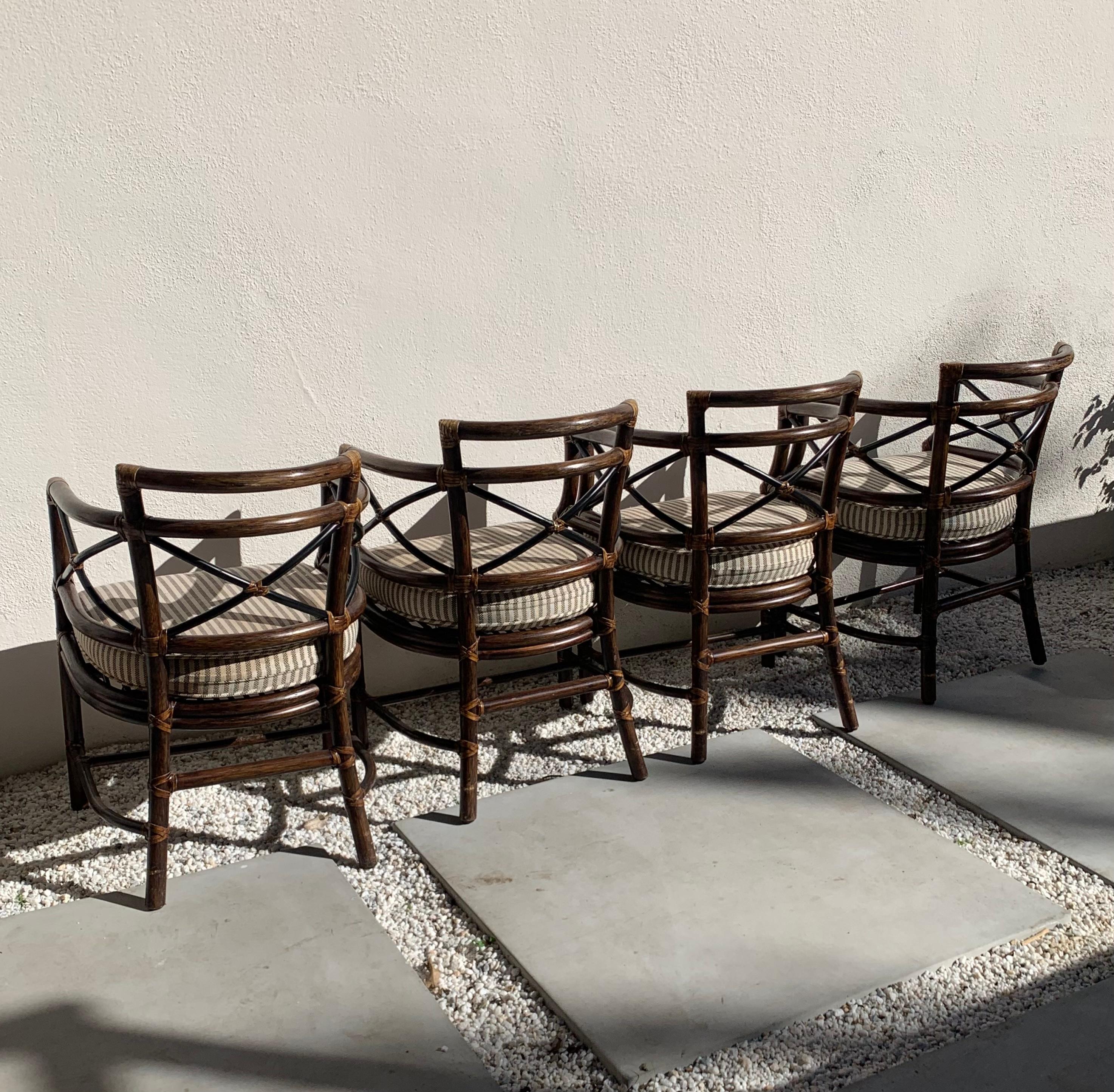Set of 4 McGuire Rattan Chairs, 1960s 12