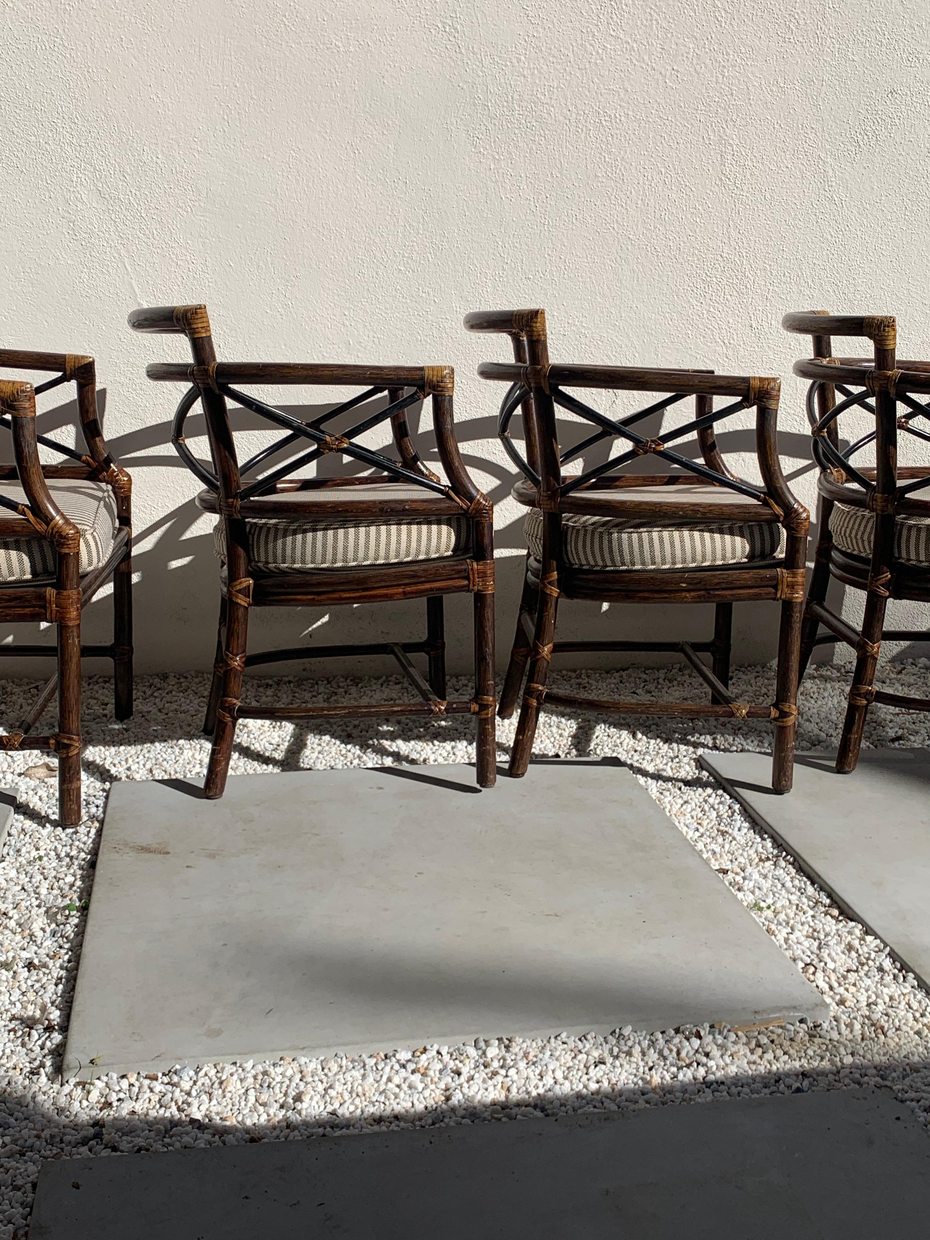 Set of 4 McGuire Rattan Chairs, 1960s 13