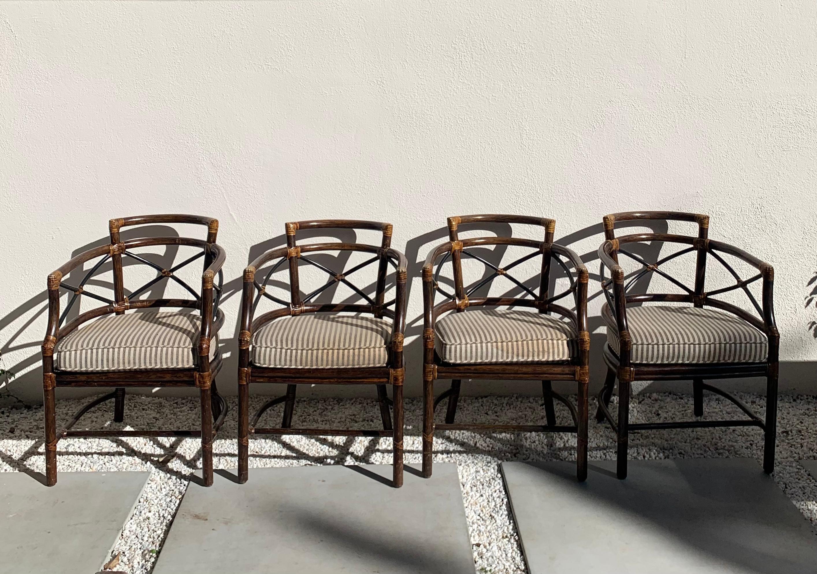 Philippine Set of 4 McGuire Rattan Chairs, 1960s