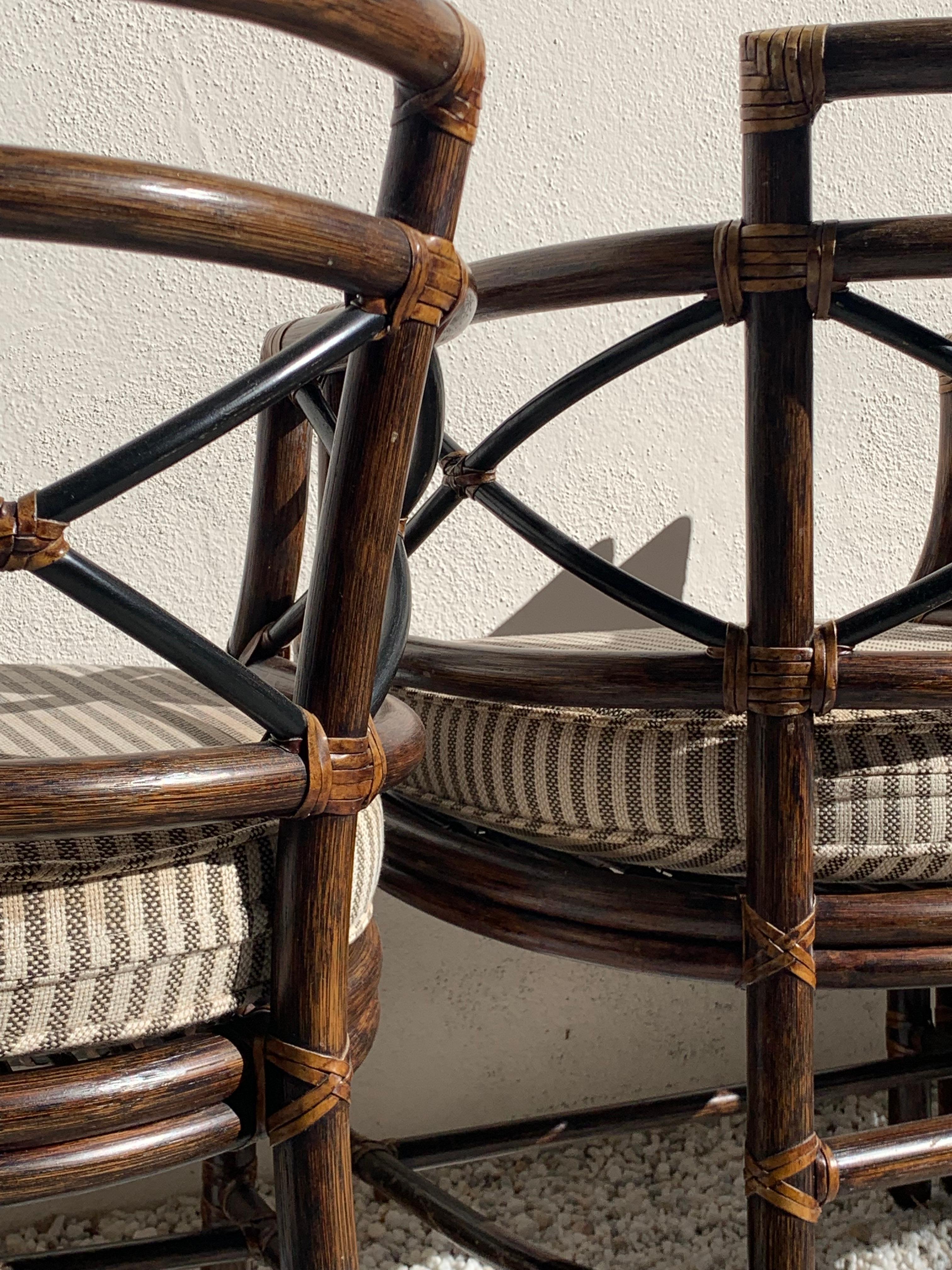 Mid-20th Century Set of 4 McGuire Rattan Chairs, 1960s