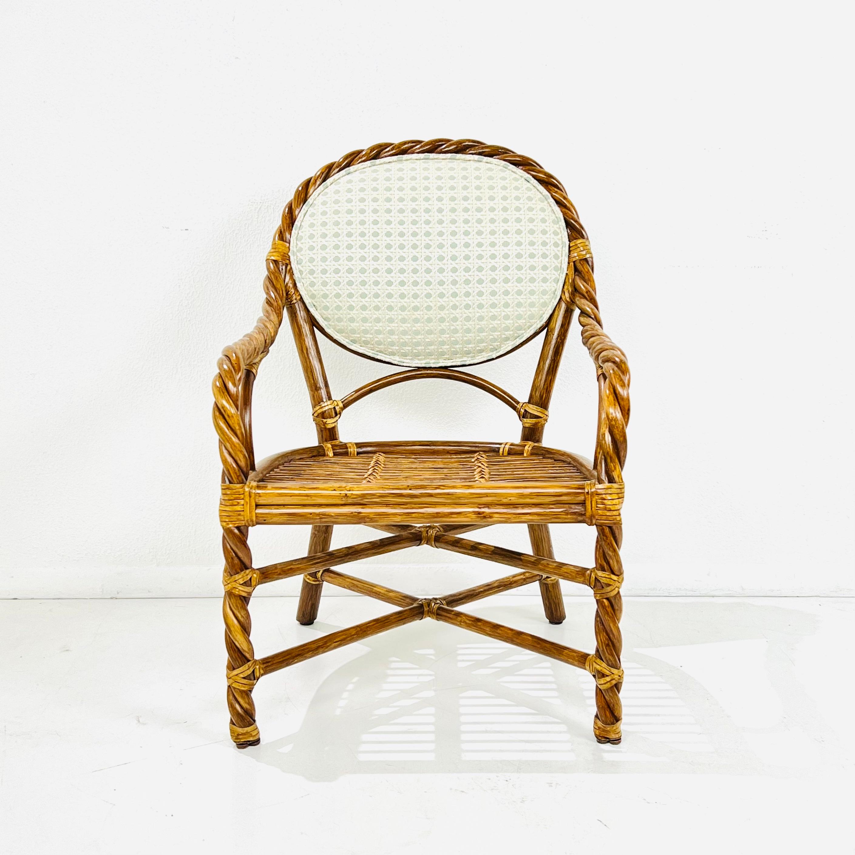 Nordamericano Set di 4 sedie da pranzo in rattan ritorto McGuire in vendita