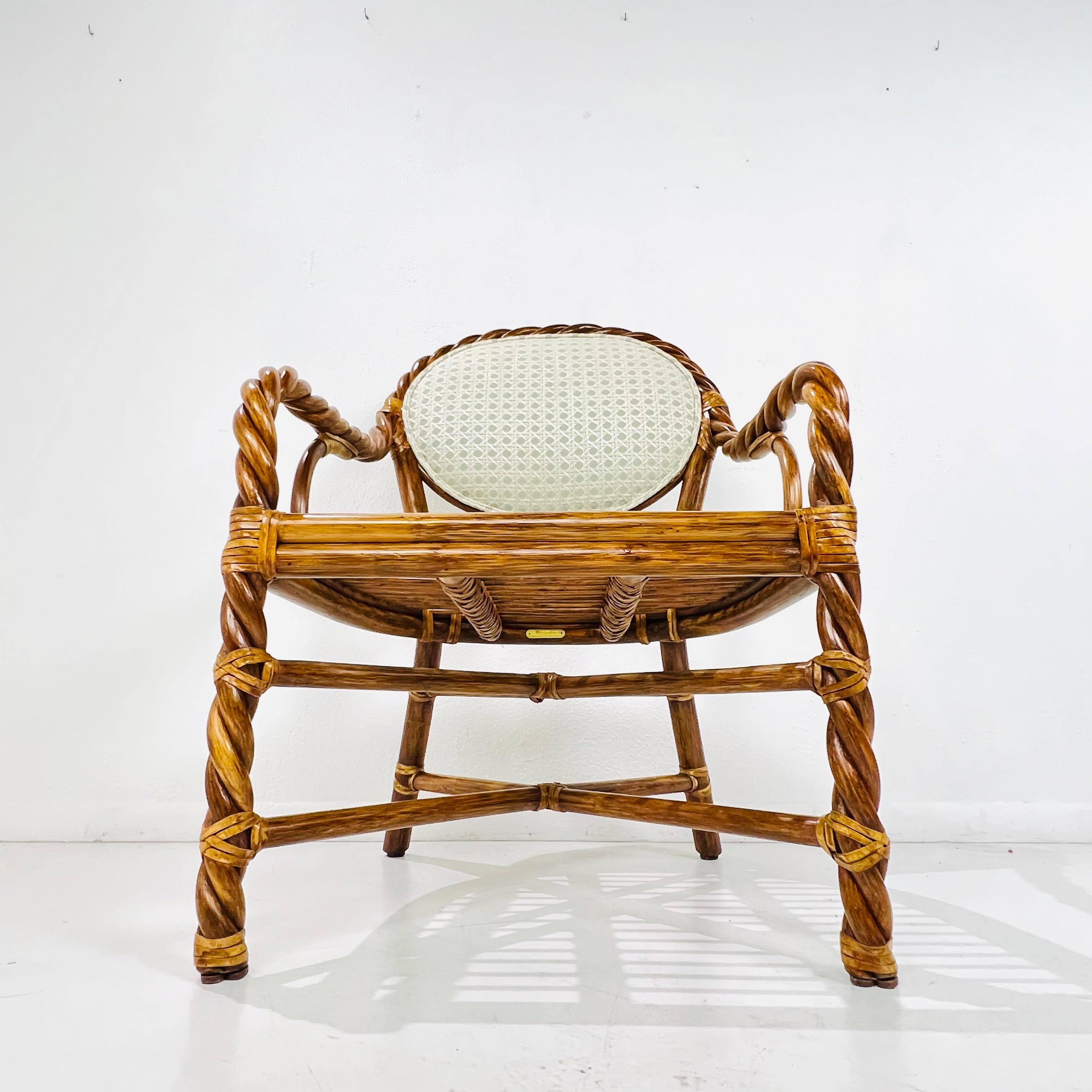 Set di 4 sedie da pranzo in rattan ritorto McGuire in vendita 2